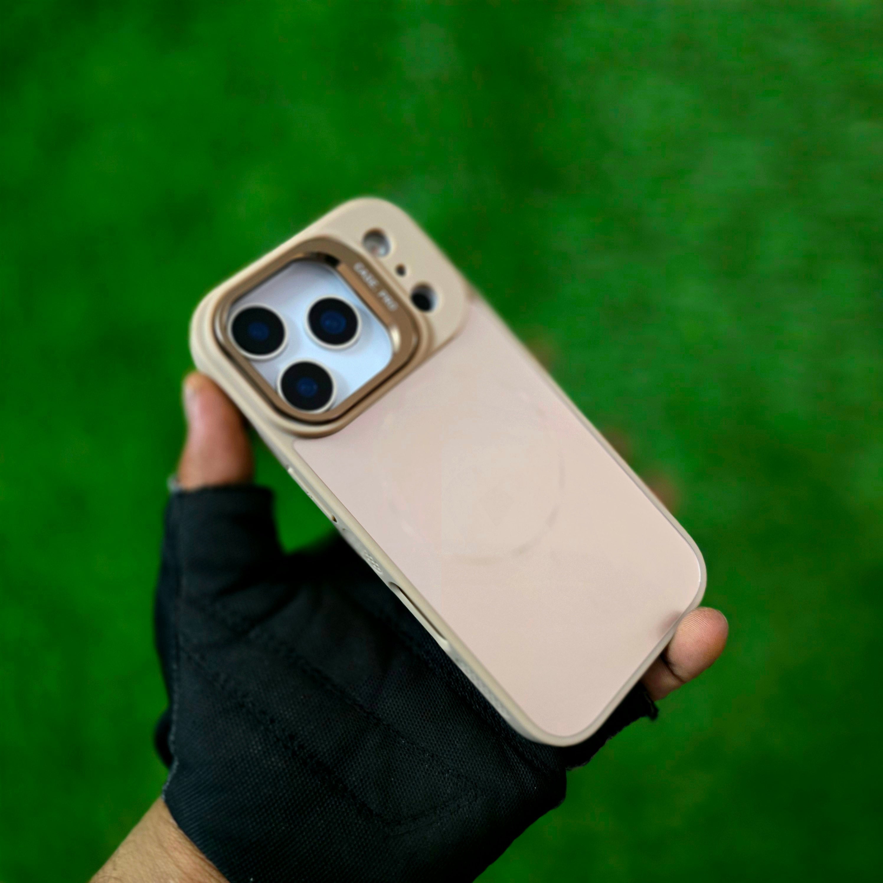 iPhone 17 Pro Max Matte Finish Metal Camera Kickstand Back Cover with Magsafe - Desert Titanium